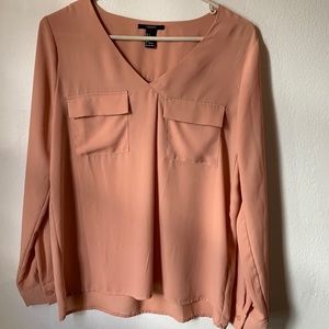 Forever 21 Pink Sleeve Blouse With Pockets